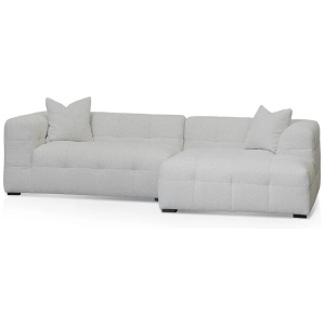 Ex Display - Almira Right Chaise Sofa - Pearl Boucle by Interior Secrets - AfterPay Available