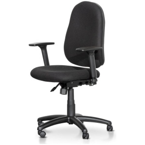 Ex Display - Brent High Back Fabric Office Chair - Black by Interior Secrets - AfterPay Available