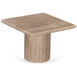 Ex Display - Costin 50cm Travertine Top Side Table - Natural by Interior Secrets - AfterPay Available