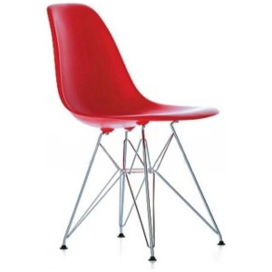 Ex Display - DSR Side Dining Chair - Eames Replica - Eiffel Base - Red by Interior Secrets - AfterPay Available