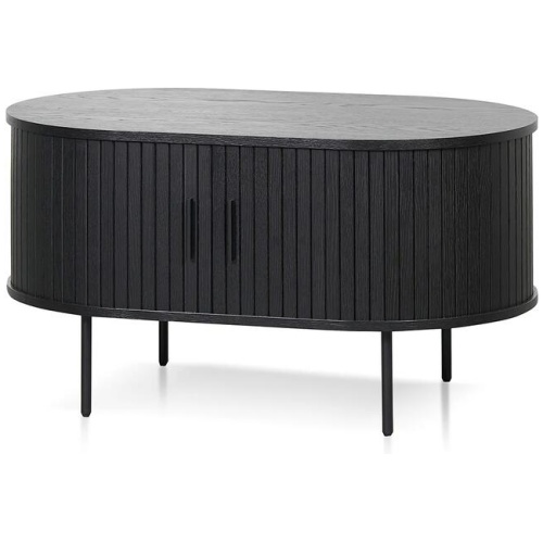 Ex Display - Dania 100cm Oval Coffee Table - Full Black by Interior Secrets - AfterPay Available
