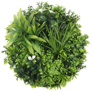 Flowering White Artificial Green Wall Disc UV Resistant 50cm (White Frame)