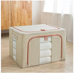 Foldable Storage Box Crushed Steel Frame Clothes Quilt Toys Organizer 60L Random color