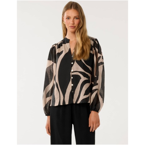 Forever New Women's Adaline Printed Blouse in Black Drew Abstract