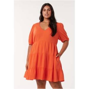 Forever New Women's Alina Curve Tiered Wrap Mini Dress in C/Y Apple