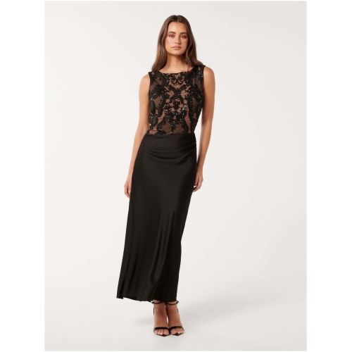 Forever New Women's Alora Lace Bodice Maxi Dress in Black
