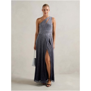 Forever New Women's Billie Asymmetrical Plisse Midi Dress in Silver Dusk Ombre