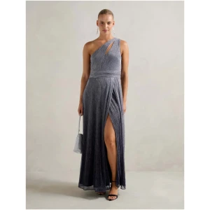 Forever New Women's Billie Asymmetrical Plisse Midi Dress in Silver Dusk Ombre