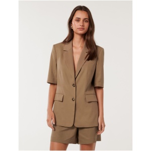 Forever New Women's Bowie Short Sleeve Jacket in Soft Mocha Suit