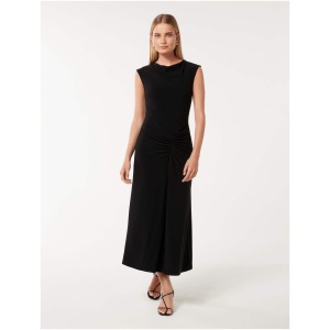 Forever New Women's Carrie Draped Bodycon Midi Dress in Black