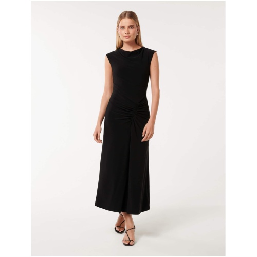 Forever New Women's Carrie Draped Bodycon Midi Dress in Black