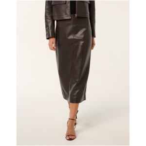 Forever New Women's Codie Leather Skirt in Chocolate Set