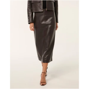 Forever New Women's Codie Leather Skirt in Chocolate Set