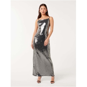 Forever New Women's Corey Sequin Slip Dress in Slate Grey