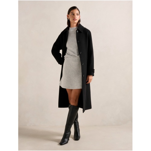 Forever New Women's Dallas Single Breasted Wrap Coat in Black