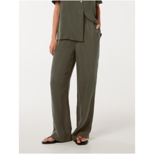 Forever New Women's Emma Cupro Wide Leg Pant in Dark Green Co-Ord