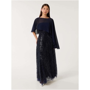 Forever New Women's Erin Sequin Cape Maxi Dress in Navy