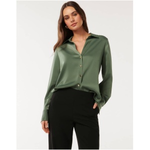 Forever New Women's Fiona Textured Shirt in Stone Green