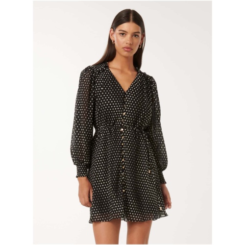 Forever New Women's Francesca Frill Detail Mini Dress in Dark Navy