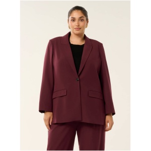 Forever New Women's Hadley Curve Single Breasted Blazer Jacket in Oxblood Red Suit
