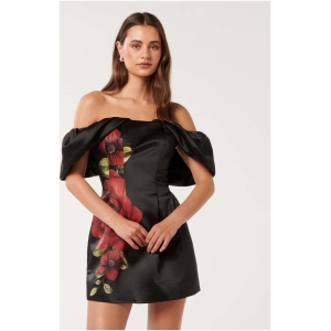 Forever New Women's Janice Off Shoulder Mini Dress in Black Kelby Floral