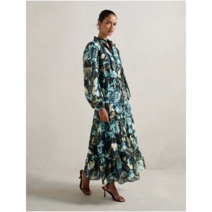 Forever New Women's Jessie Petite Button Down Midi Dress in Green Lyell Floral