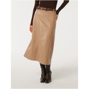 Forever New Women's Katy Vegan Leather Belted Midi Skirt in Coffee