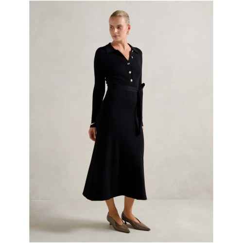 Forever New Women's Kelani Belted Knit Midi Dress in Black