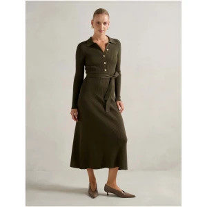 Forever New Women's Kelani Belted Knit Midi Dress in Olive