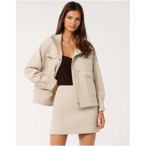 Forever New Women's Kennedy Herringbone Jacket in Biscuit Herringbone Set