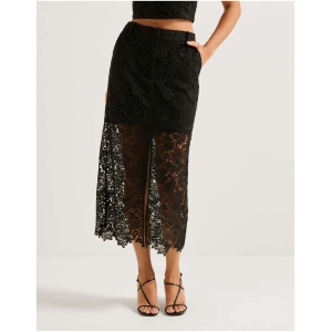 Forever New Women's Lana Lace Midi Skirt in Black Co-Ord