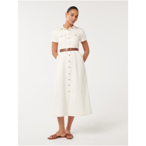Forever New Women's Lana Short Sleeve Midi Dress in White