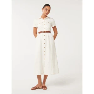 Forever New Women's Lana Short Sleeve Midi Dress in White
