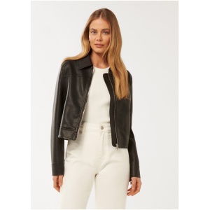 Forever New Women's Larissa Collared Faux Leather Jacket in Black