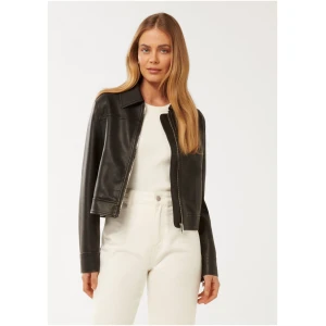 Forever New Women's Larissa Collared Faux Leather Jacket in Black