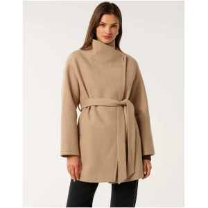 Forever New Women's Lola Funnel Neck Wrap Coat in Camel