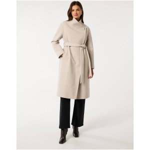 Forever New Women's Lola Funnel Neck Wrap Coat in Mink Marle