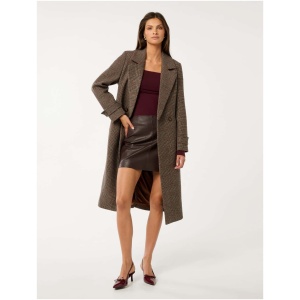 Forever New Women's Luccia Belted Check Coat in Brown Terracotta Check