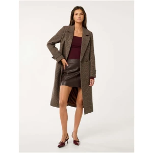 Forever New Women's Luccia Belted Check Coat in Brown Terracotta Check