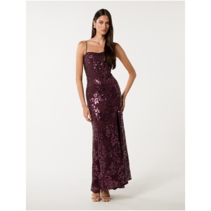 Forever New Women's Lucia Strappy Sequin Maxi Dress in Wine