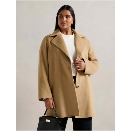 Forever New Women's Madi Felled Mid Length Coat in Camel