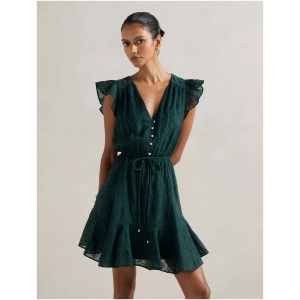 Forever New Women's Maxine Petite Flutter Sleeve Mini Dress in Green