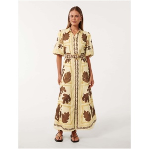 Forever New Women's Nora Printed Linen Shirt Dress in Aurora Tropical