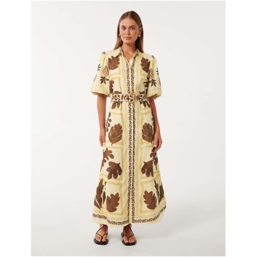 Forever New Women's Nora Printed Linen Shirt Dress in Aurora Tropical