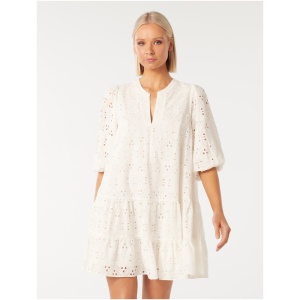 Forever New Women's Palermo Broderie Smock Mini Dress in Porcelain