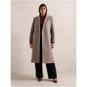 Forever New Women's Penelope Curve DB Coat in Maple Marle