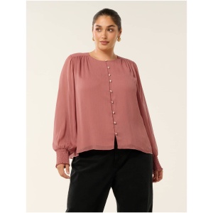 Forever New Women's Piper Curve Gathered Yoke Blouse in Pink