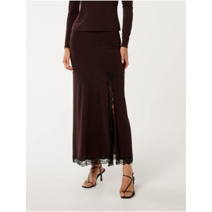 Forever New Women's Raya Lace Spliced Maxi Skirt in Chocolate Co-Ord