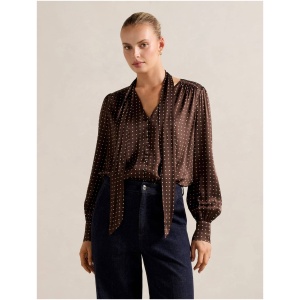 Forever New Women's Ree Satin Neck-Tie Blouse in Acl/Spot