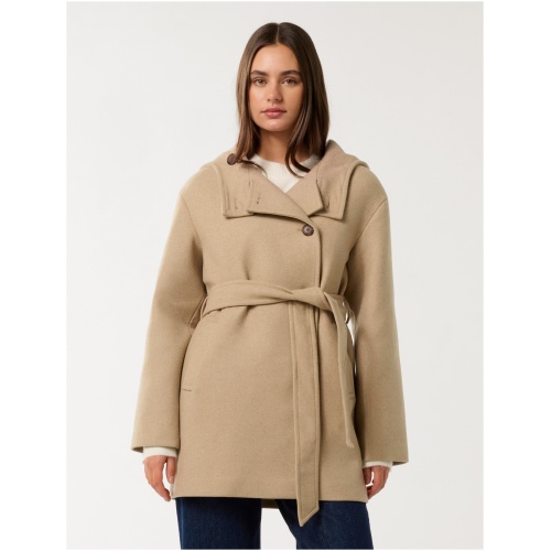 Forever New Women's Shaylah Hooded Coat in Soft Camel